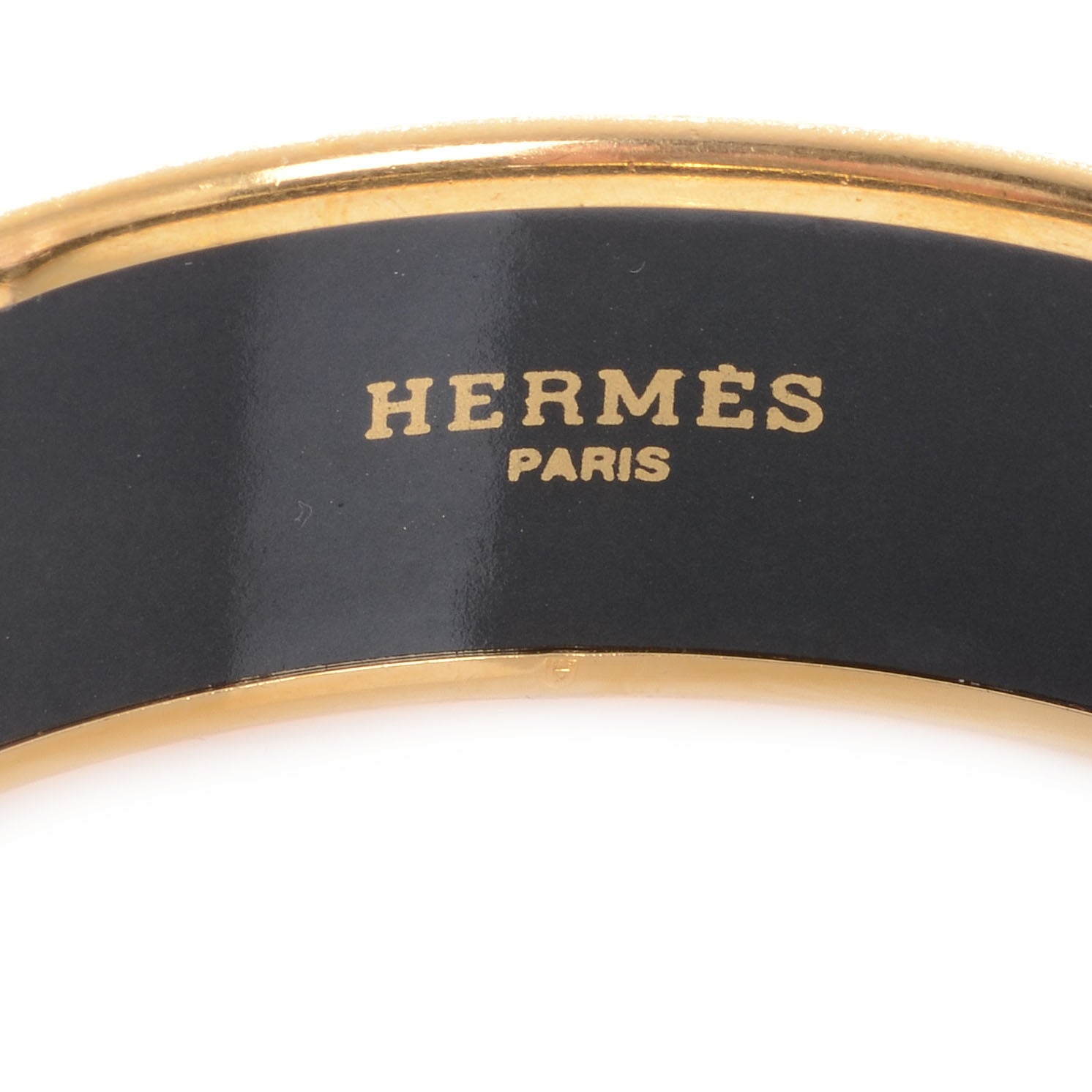 Hermes Enamel Printed Chasse au Bois Wide Bracelet 65 Gold Plated 3 of 4