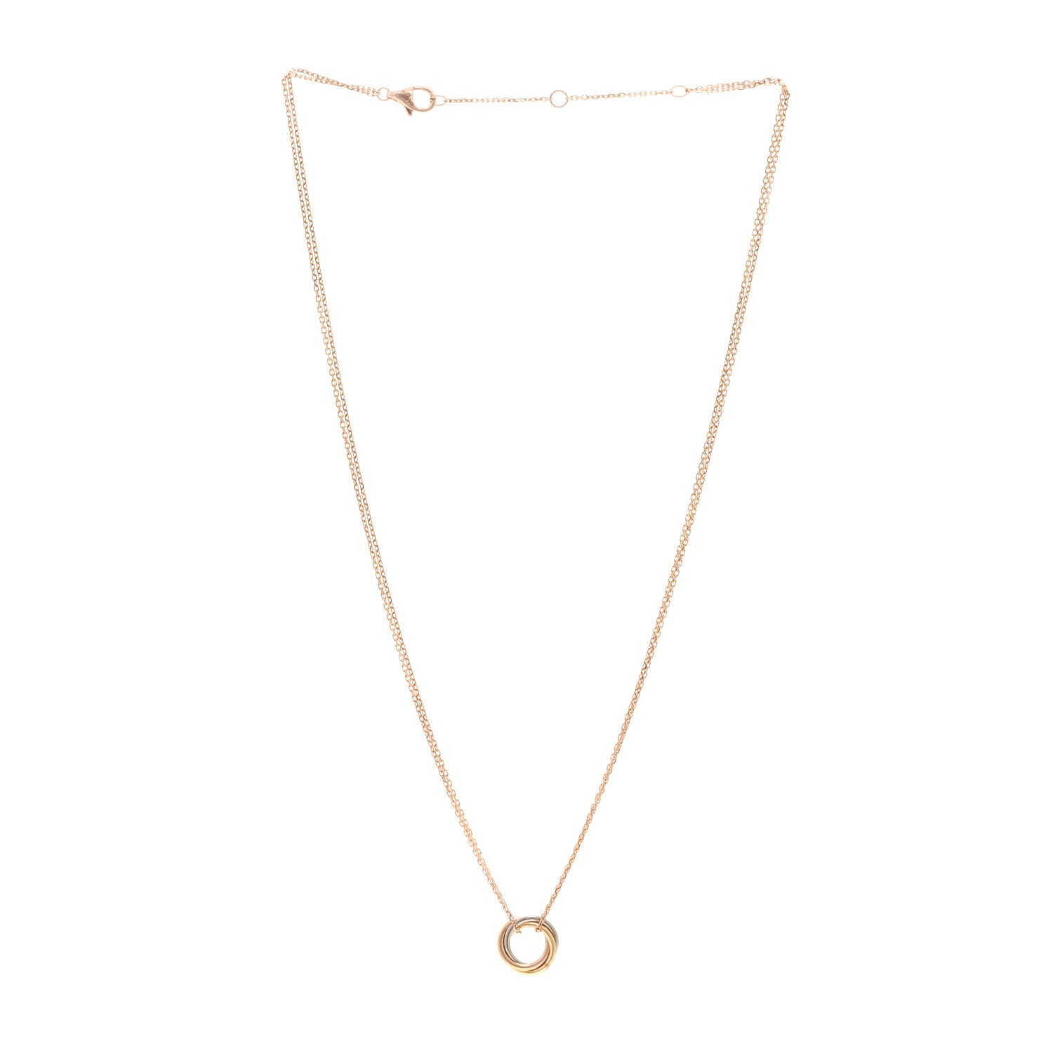 Cartier 18K Pink Yellow White Gold Trinity Double Chain Pendant Necklace 3 of 4