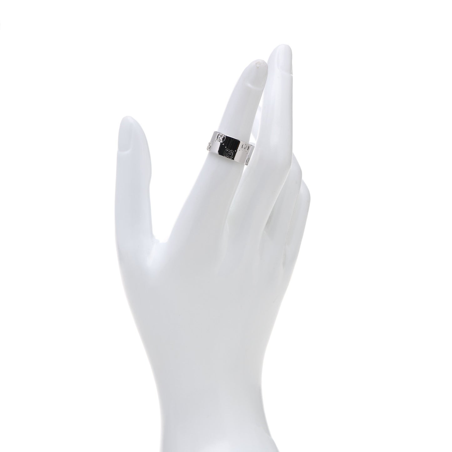 18K White Gold 9mm Icon Band Ring 52 6