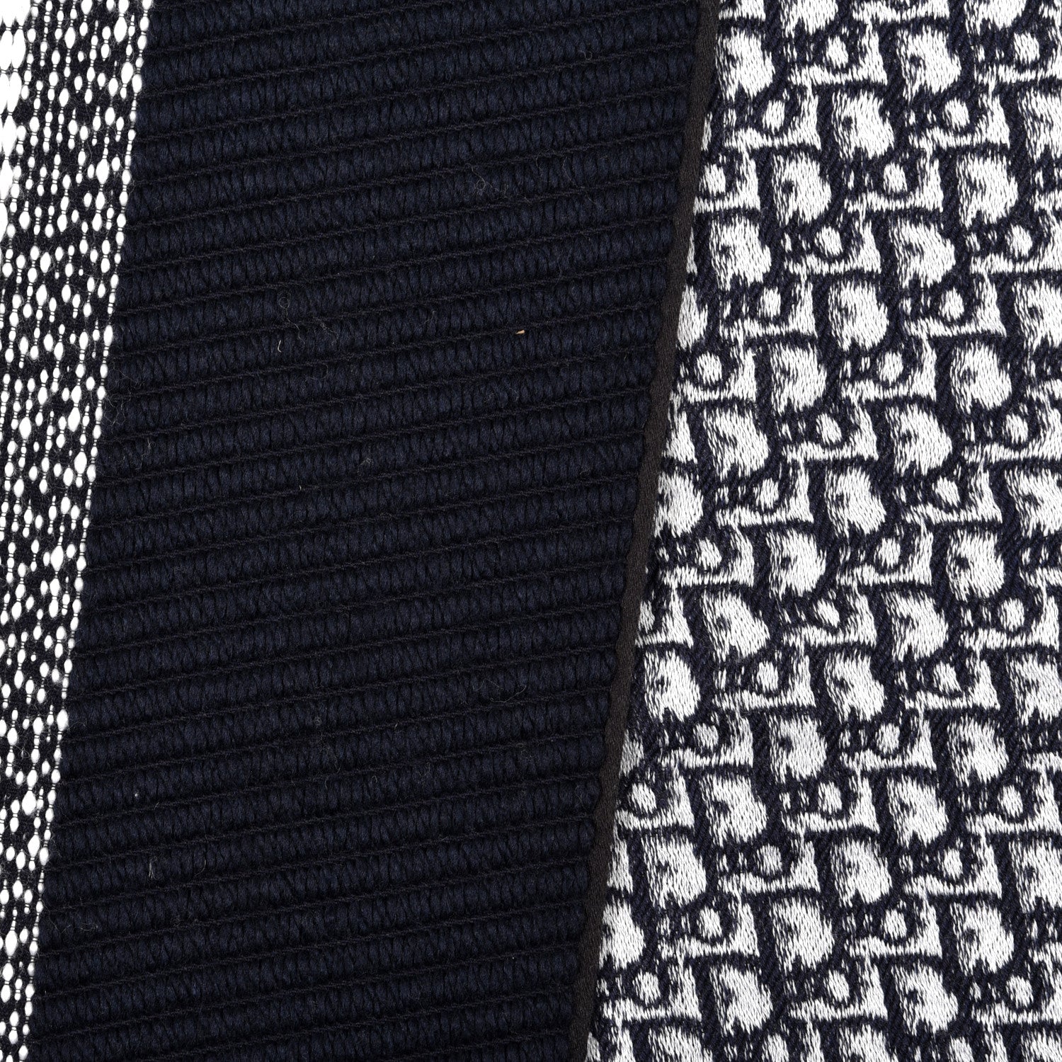 Christian Dior Cashmere Oblique Fringed Scarf Black 3 of 4