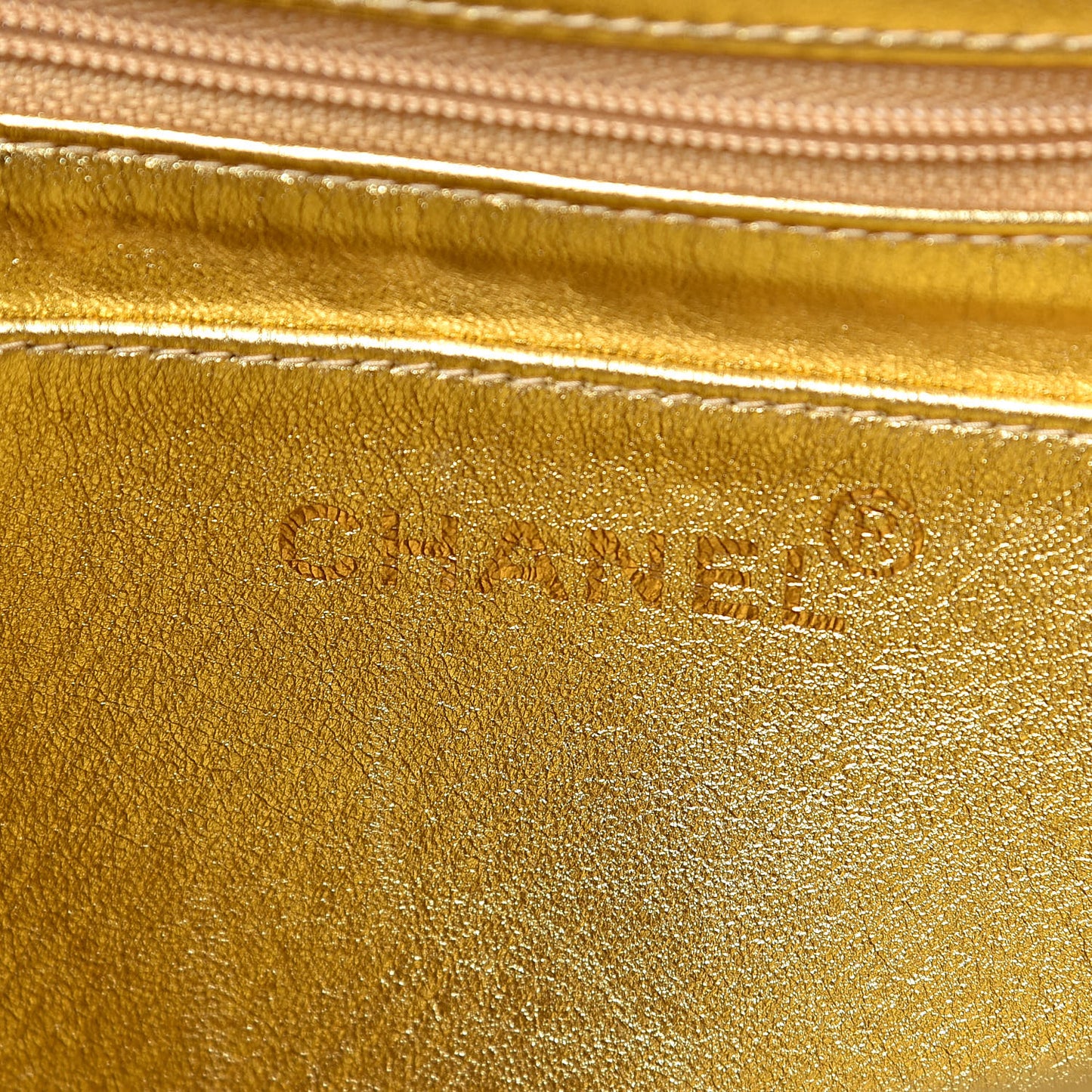 Metallic Lambskin Quilted Double Pocket Shoulder Bag Gold