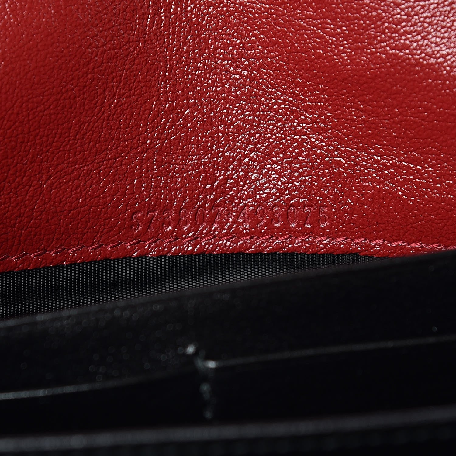 Gucci Vintage Effect Calfskin Matelasse Diagonal Torchon GG Marmont Chain Wallet Black Romantic Cherry 7 of 10