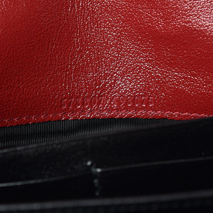 Gucci Vintage Effect Calfskin Matelasse Diagonal Torchon GG Marmont Chain Wallet Black Romantic Cherry 7 of 10