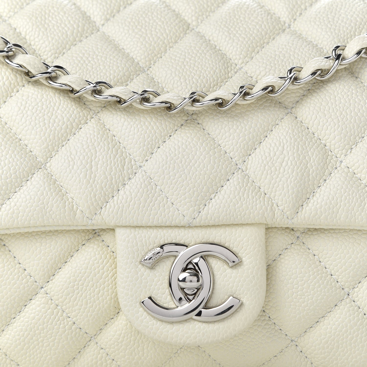 Chanel Caviar Quilted Jumbo Easy Flap Dark White 8 of 16