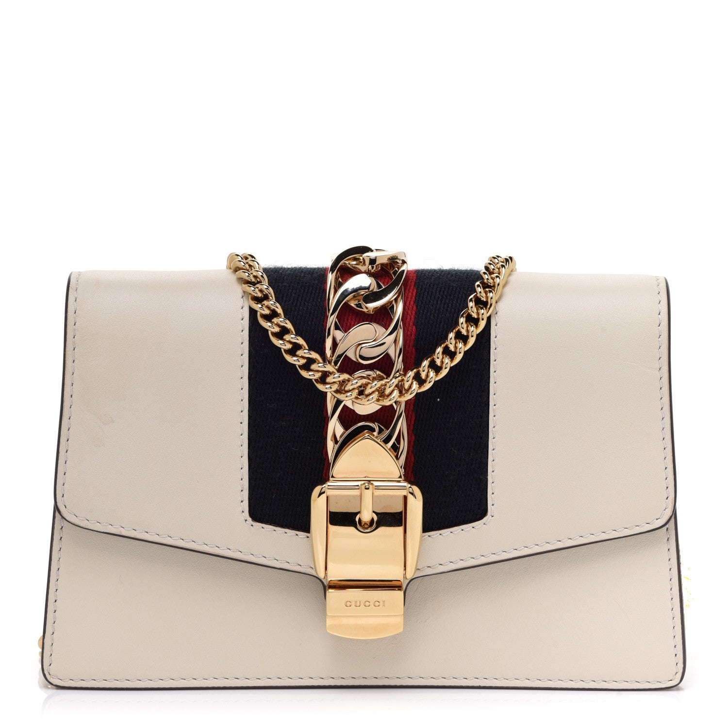 Gucci Calfskin Super Mini Sylvie Chain Shoulder Bag White 1 of 10
