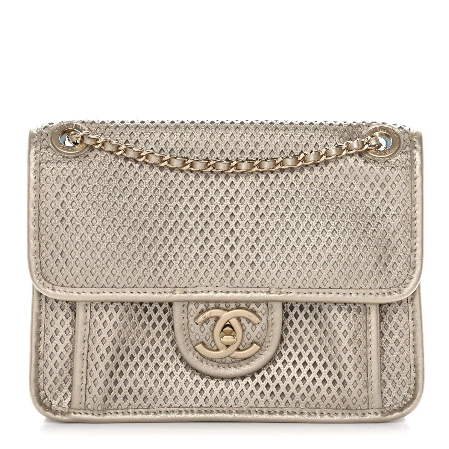 Chanel Metallic Perforated Calfskin Small Up In The Air Flap Light Gold 1 of 10