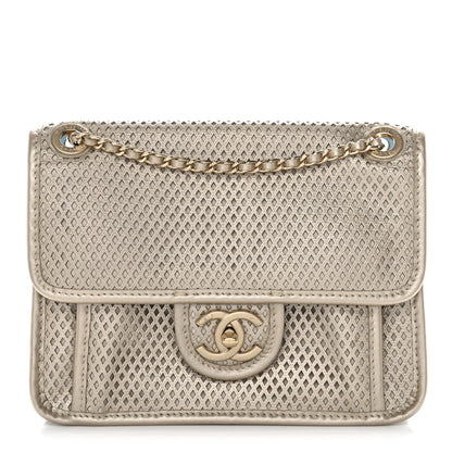 Chanel Metallic Perforated Calfskin Small Up In The Air Flap Light Gold 1 of 10