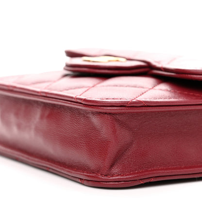 Chanel Lambskin Quilted Top Handle Flap Coin Purse With Chain Burgundy 11 of 11