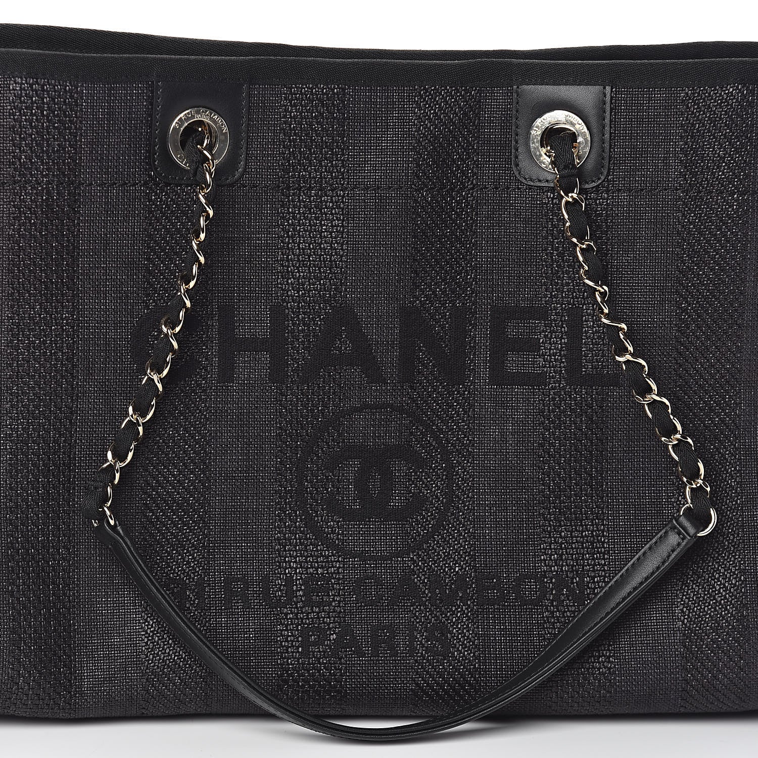 Chanel Mixed Fibers Striped Small Deauville Tote Black 8 of 11