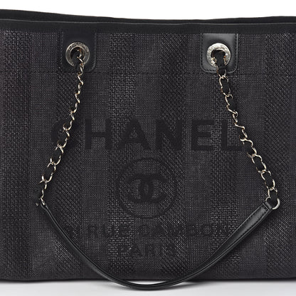 Chanel Mixed Fibers Striped Small Deauville Tote Black 8 of 11
