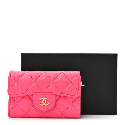 Chanel Caviar Quilted Flap Card Holder Wallet Fuchsia 12 of 12