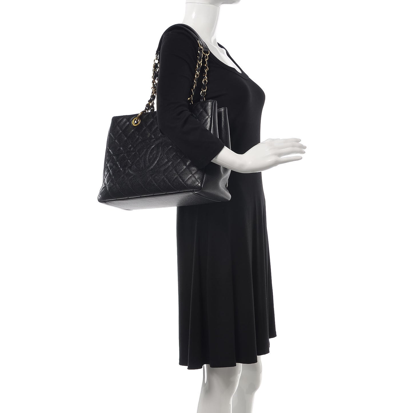Caviar Quilted Grand Shopping Tote GST Black