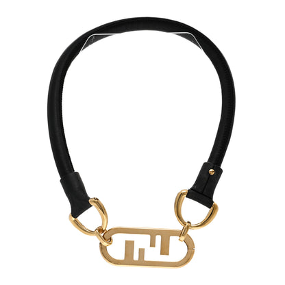 Fendi Calfskin O'Lock Necklace Black Gold 1 of 5