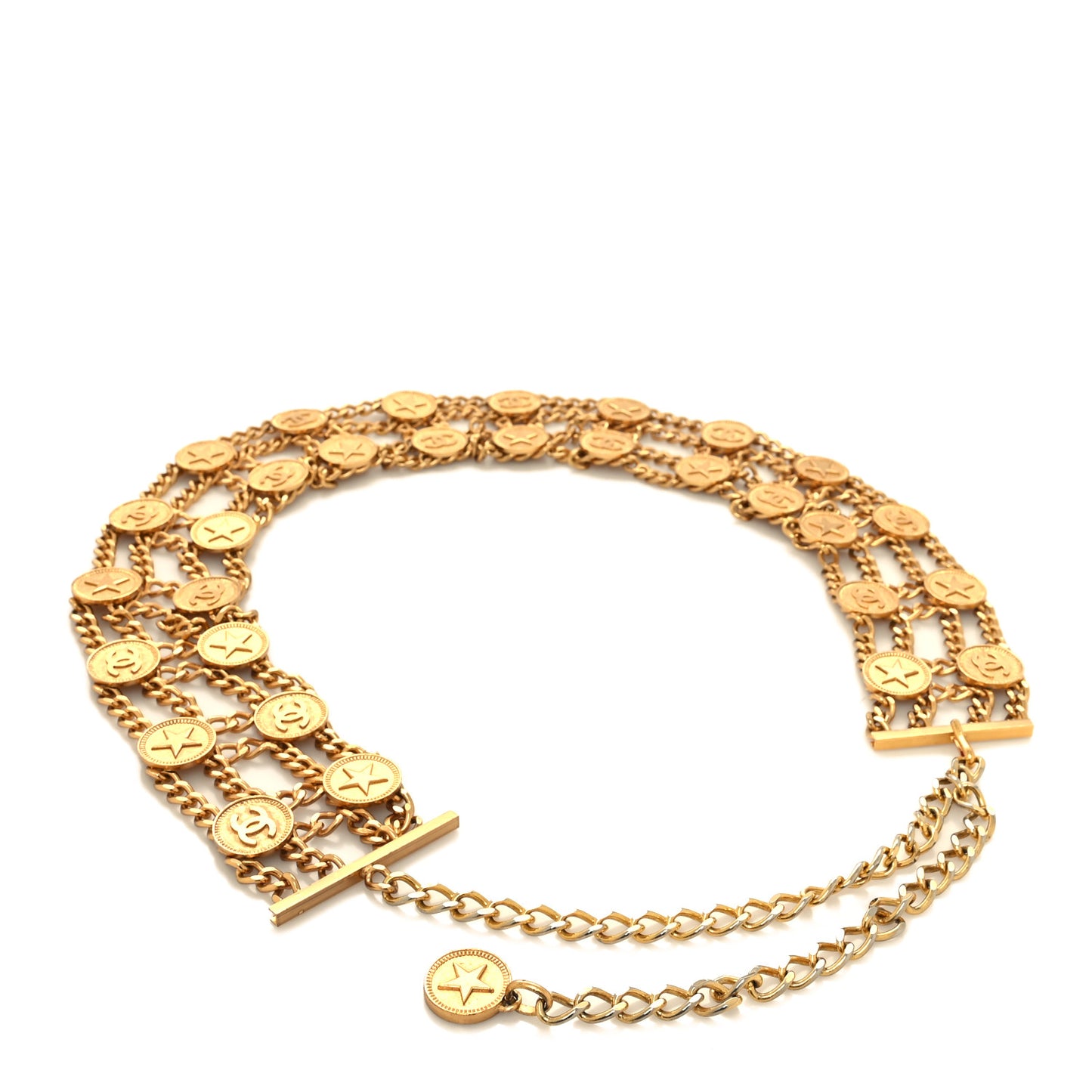 Chain Wide CC Star Medallion Belt Gold