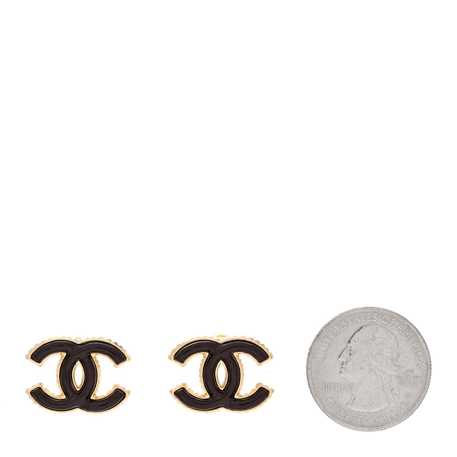 Chanel Metal Enamel CC Earrings Gold Dark Burgundy 2 of 5
