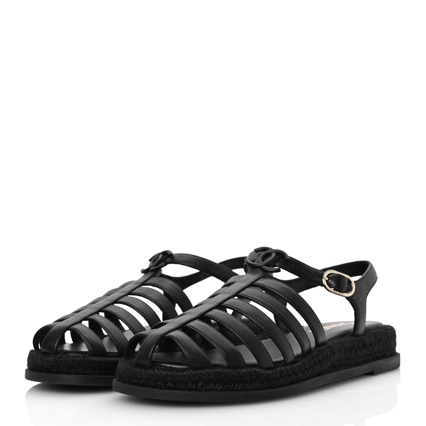 Lambskin Espadrille Sandals 41 Black