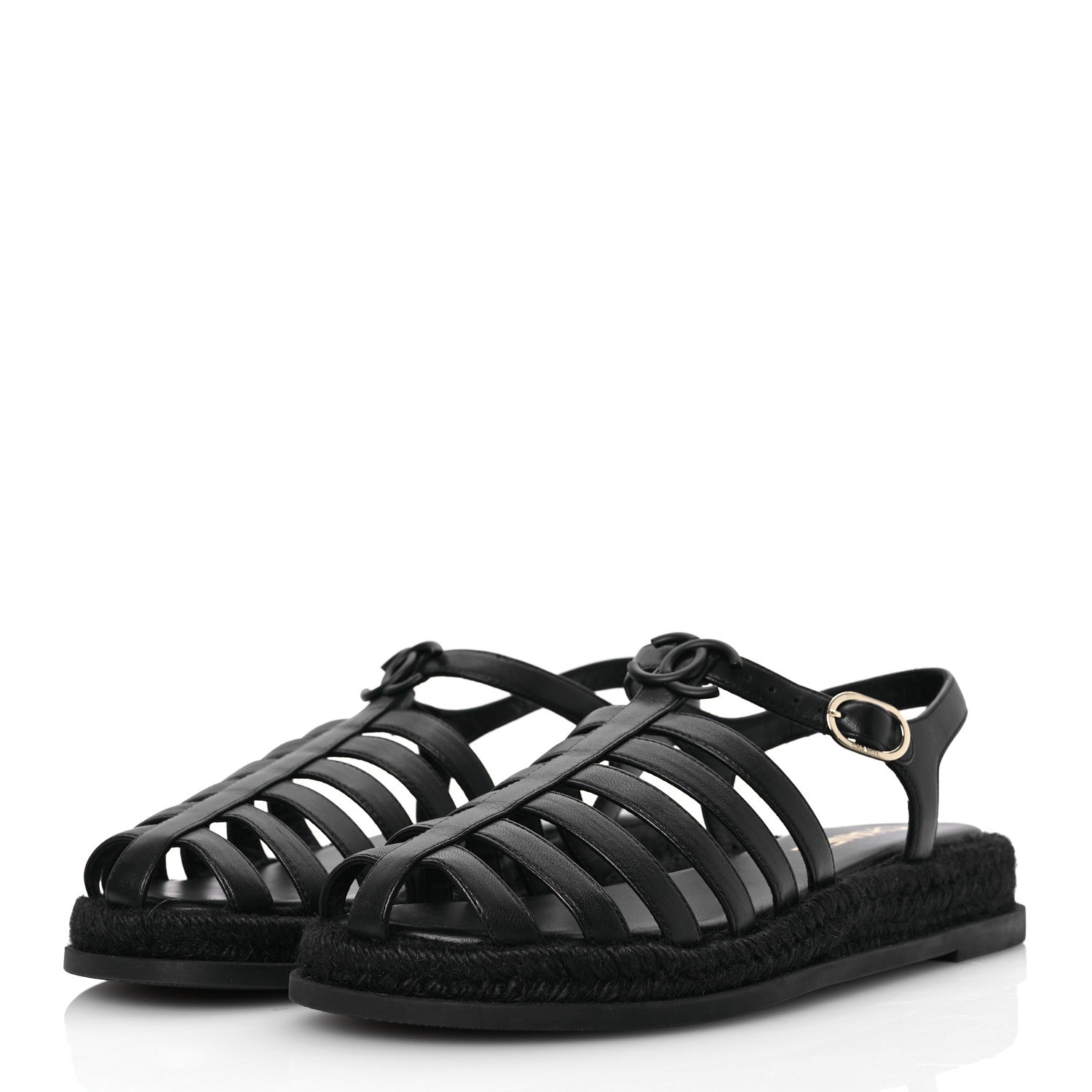 Chanel Lambskin Espadrille Sandals 41 Black 4 of 14
