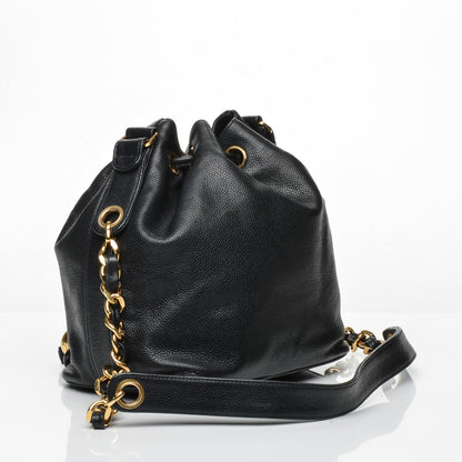 Chanel Caviar CC Drawstring Bag Navy 3 of 7