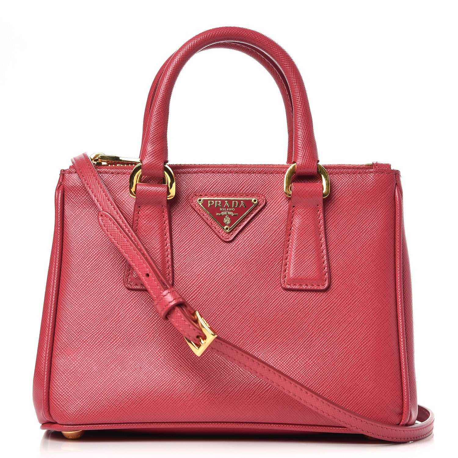 Prada Saffiano Mini Galleria Double Zip Tote Peonia 1 of 13