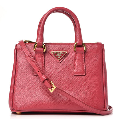 Prada Saffiano Mini Galleria Double Zip Tote Peonia 1 of 13