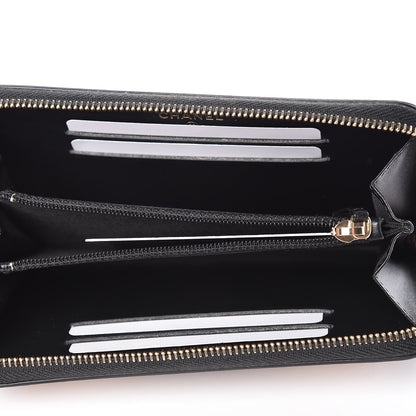 Chanel Caviar Quilted Small Filigree Zip Around Wallet Beige Black 5 of 9