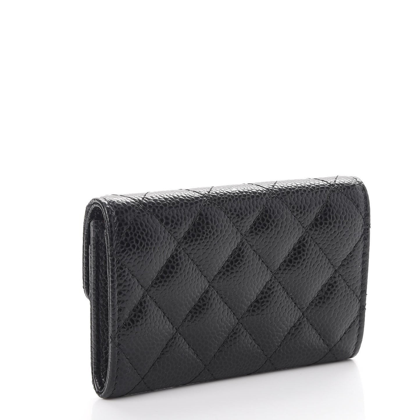 Caviar Quilted Flap Card Holder Black