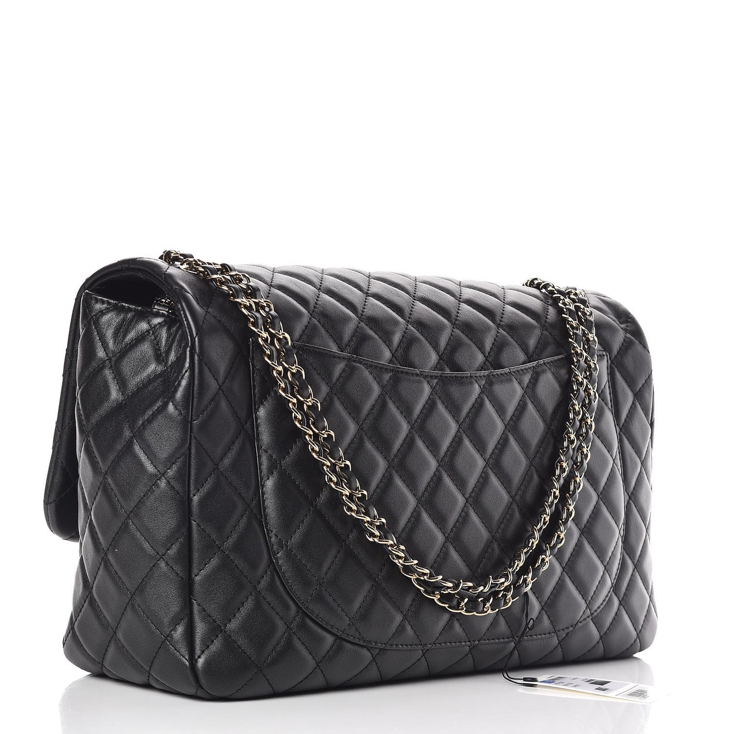 Metallized Calfskin Small XXL Travel Flap Bag Black