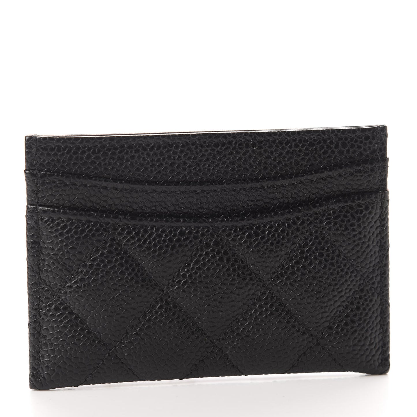 Caviar Quilted Card Holder Black