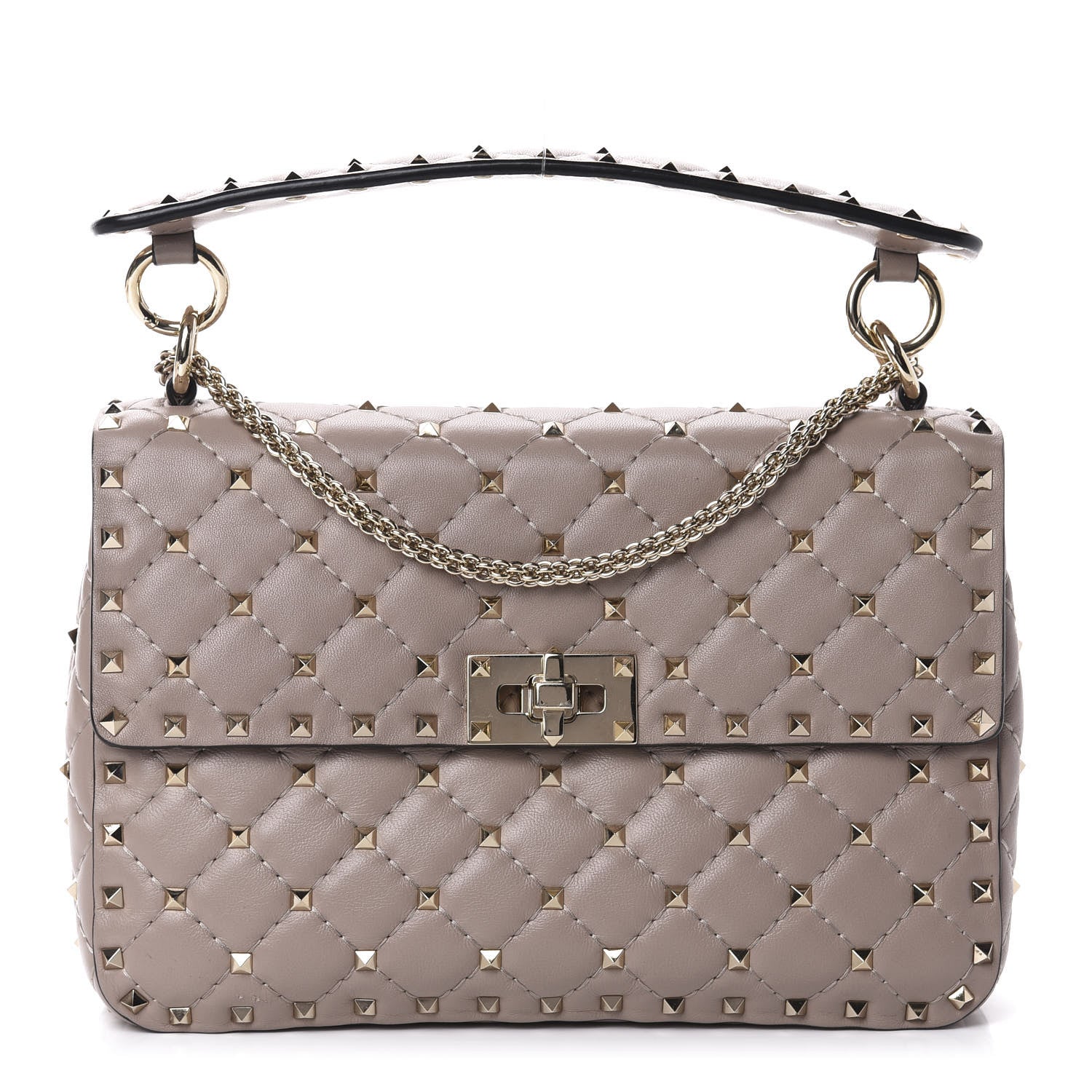 Valentino Garavani Lambskin Medium Rockstud Spike Shoulder Bag Poudre 1 of 9
