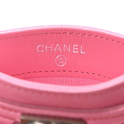 Chanel Caviar Quilted Boy Card Holder Pink 5 of 9
