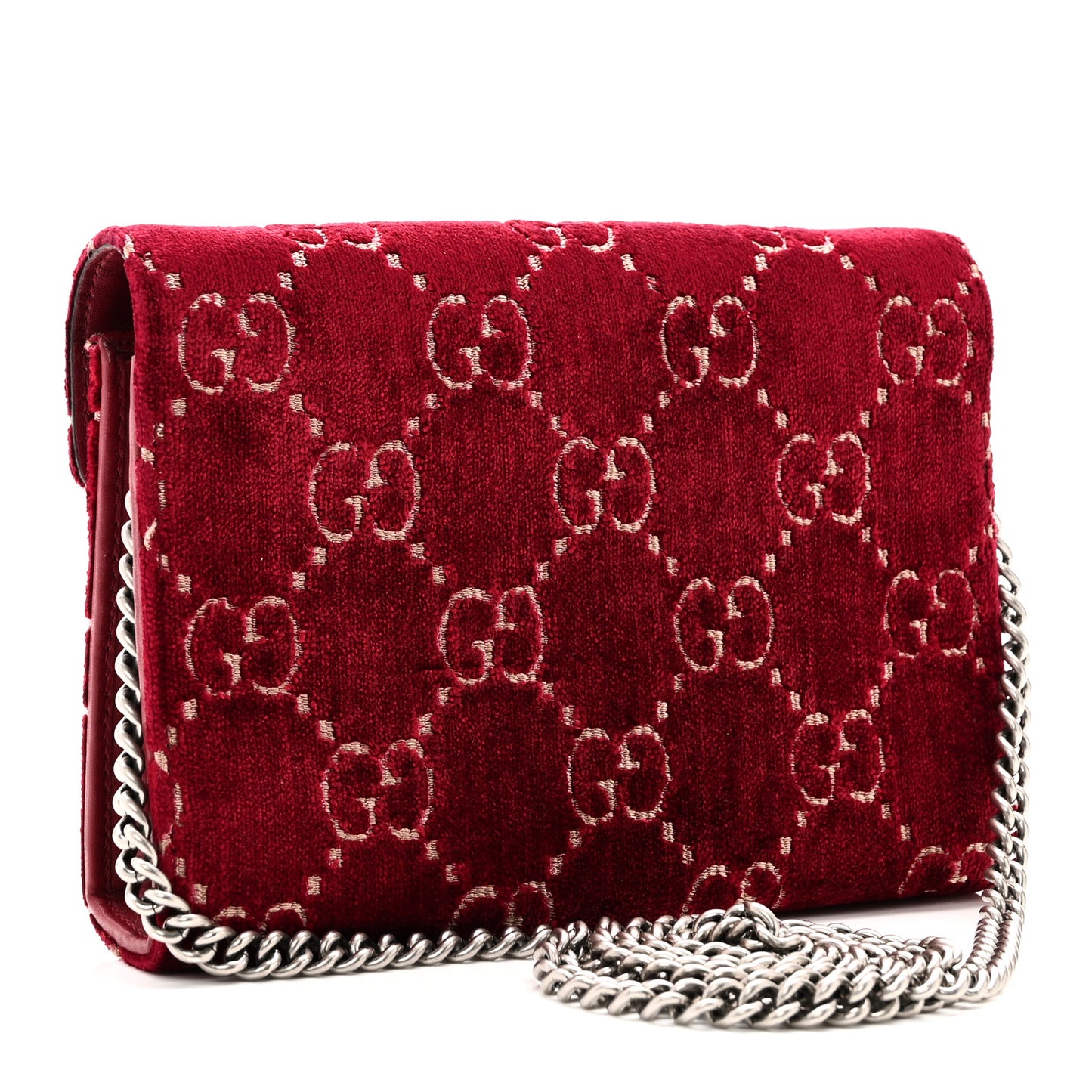 Velvet GG Monogram Mini Dionysus Chain Wallet Red Cipria