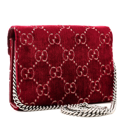 Gucci Velvet GG Monogram Mini Dionysus Chain Wallet Red Cipria 3 of 10