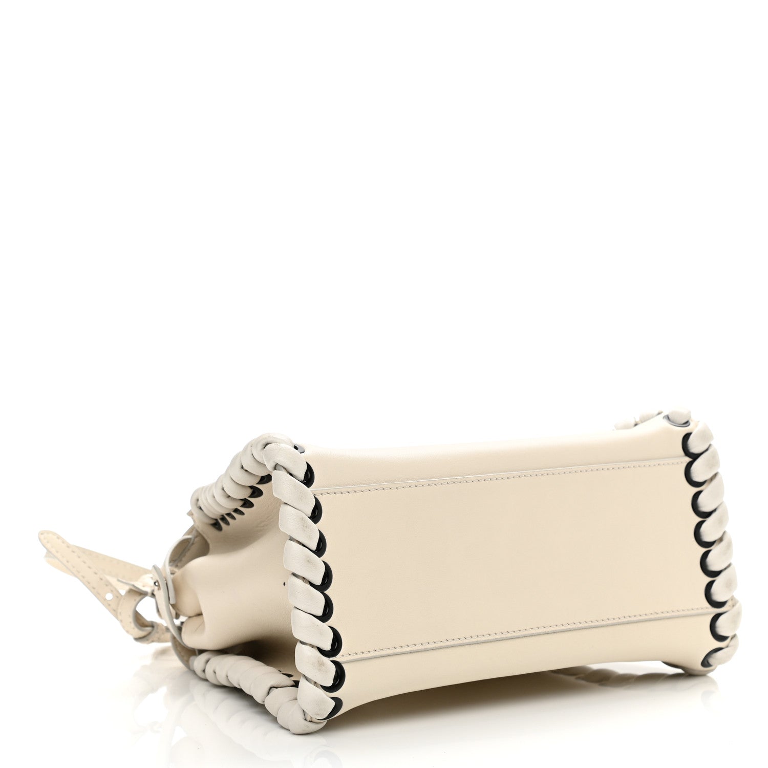 Fendi Nappa Lace Up Mini Peekaboo Iconic Satchel Bianco Carta 4 of 9