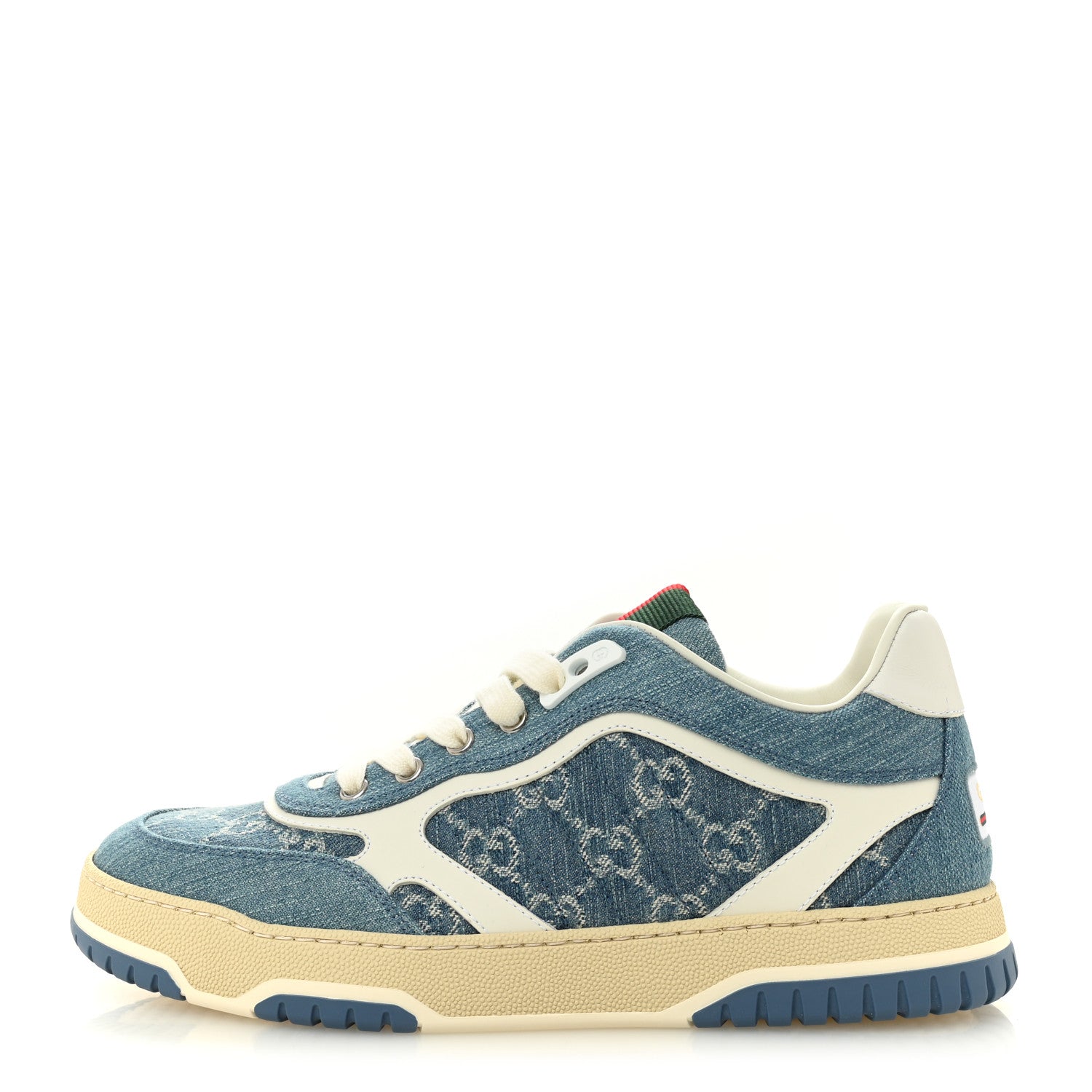 Gucci New Denim Delave GG Monogram Womens Re-Web Sneakers 40 Light