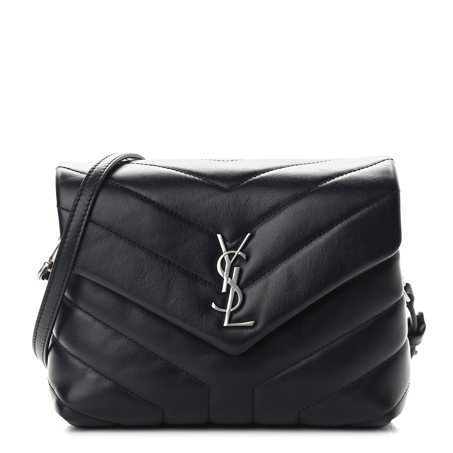 Calfskin Y Quilted Monogram Toy Loulou Crossbody Bag Black