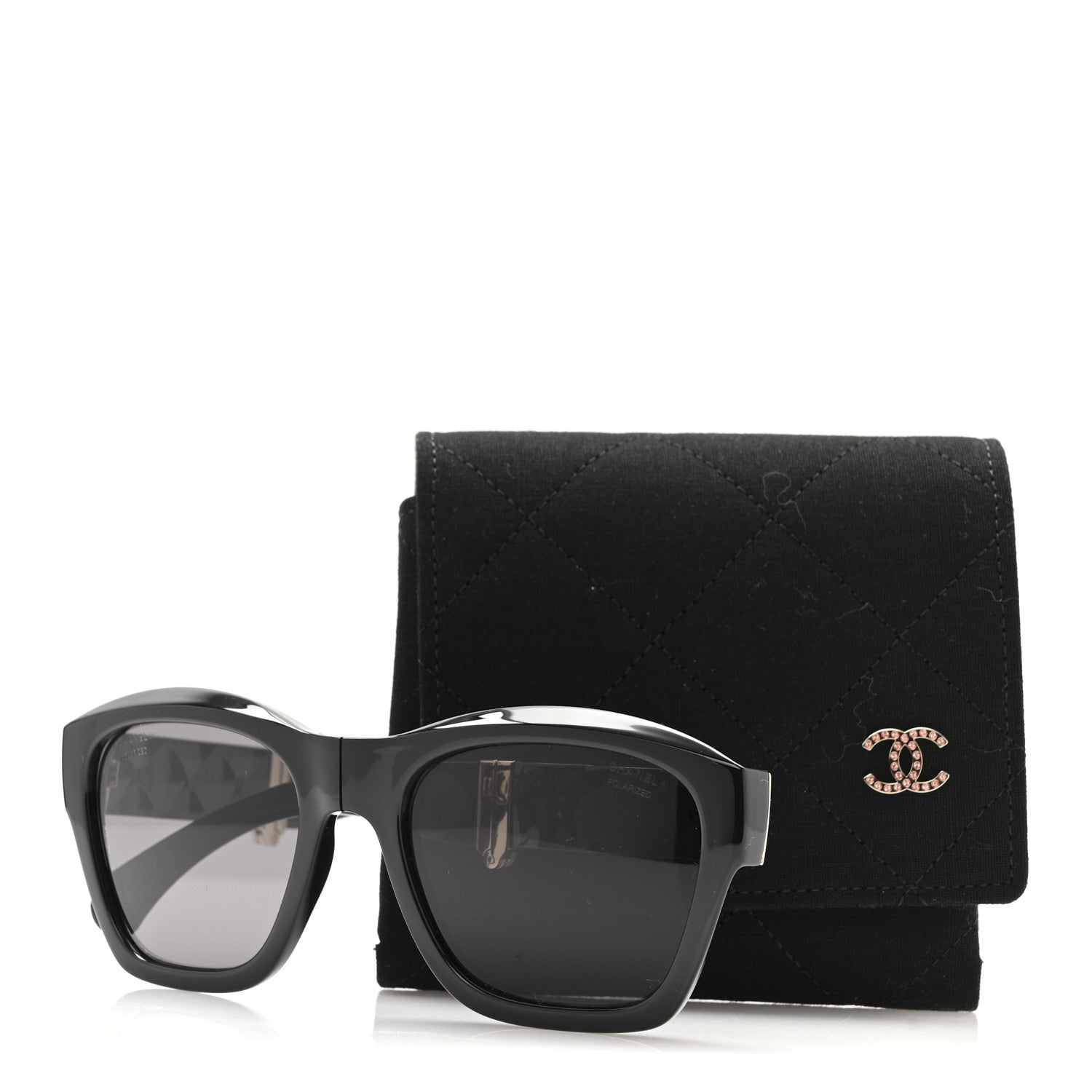 Chanel Acetate Crystal Polarized Square Folding Sunglasses 71692 Black 8 of 8