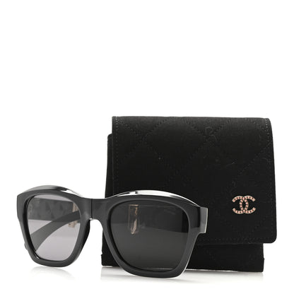 Chanel Acetate Crystal Polarized Square Folding Sunglasses 71692 Black 8 of 8