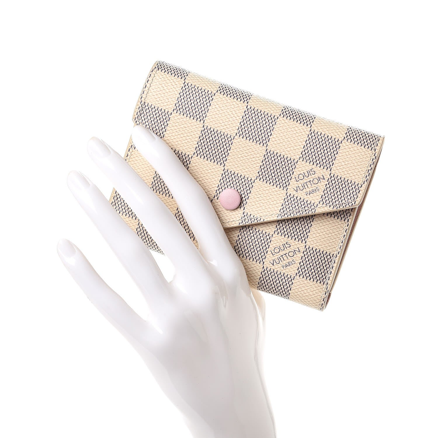 Louis Vuitton Damier Azur Victorine Wallet Rose Ballerine 2 of 10