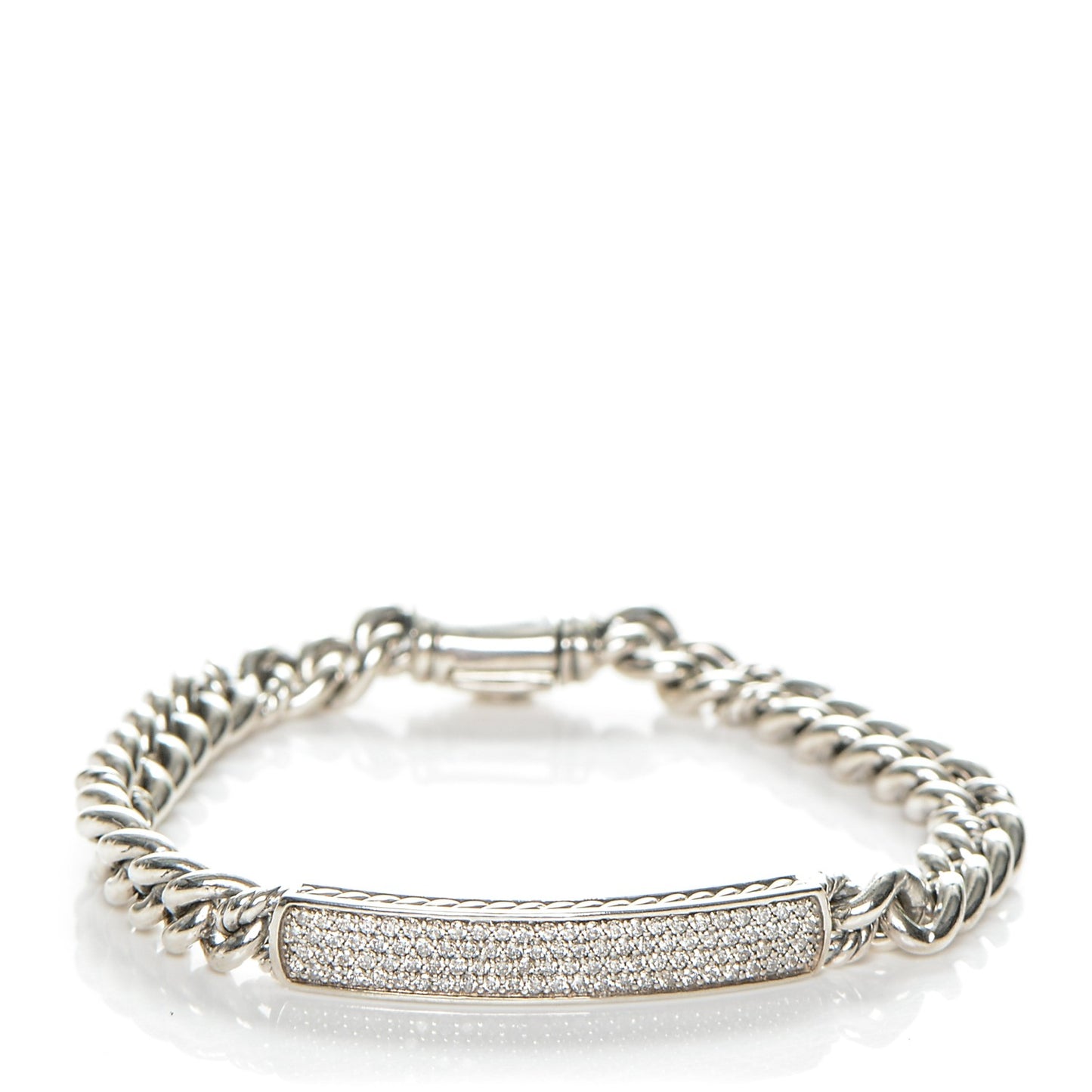Sterling Silver Pave Diamond 6mm Petite ID Bracelet