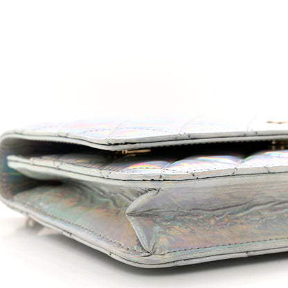 Chanel Iridescent Goatskin Quilted Wallet On Chain WOC Silver 10 of 12
