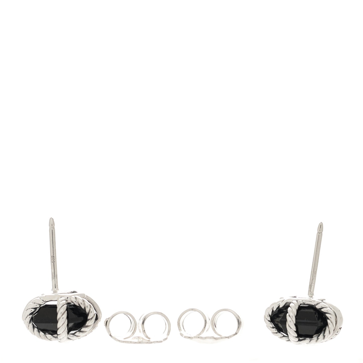 Sterling Silver Diamond Black Onyx 11mm Cable Wrap Earrings