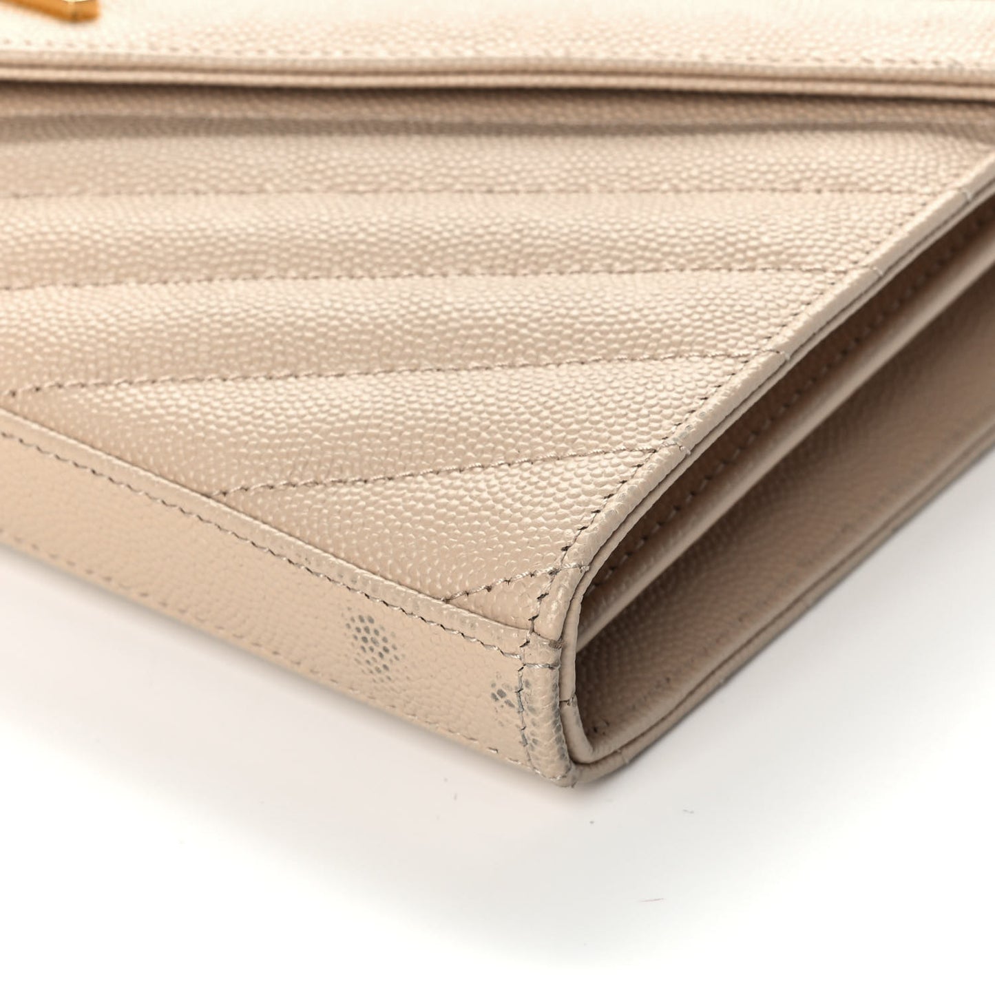 Grain De Poudre Matelasse Chevron Monogram Chain Wallet Nude Powder