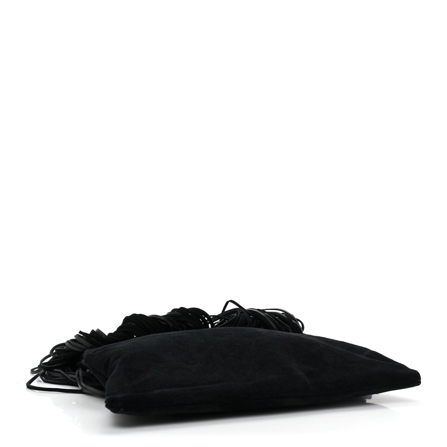 Suede Calfskin Large Grace Fringed Hobo Bag Rope Black