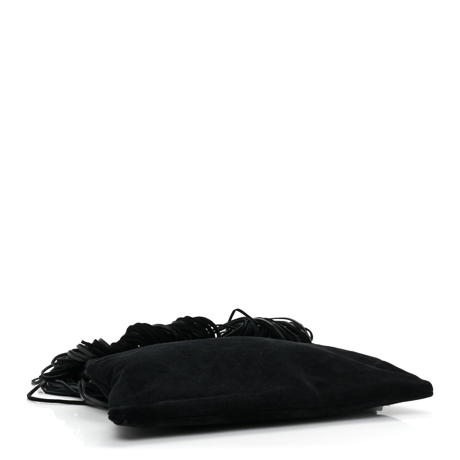 Saint Laurent Suede Calfskin Large Grace Fringed Hobo Bag Rope Black 4 of 9