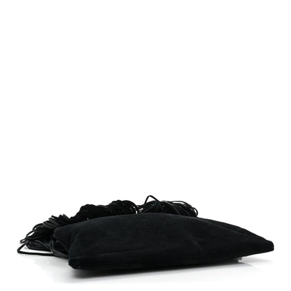 Saint Laurent Suede Calfskin Large Grace Fringed Hobo Bag Rope Black 4 of 9