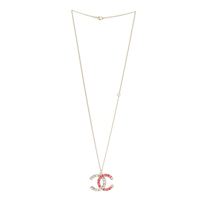 Chanel Lambskin Baguette Crystal CC Necklace Gold Pink 2 of 5