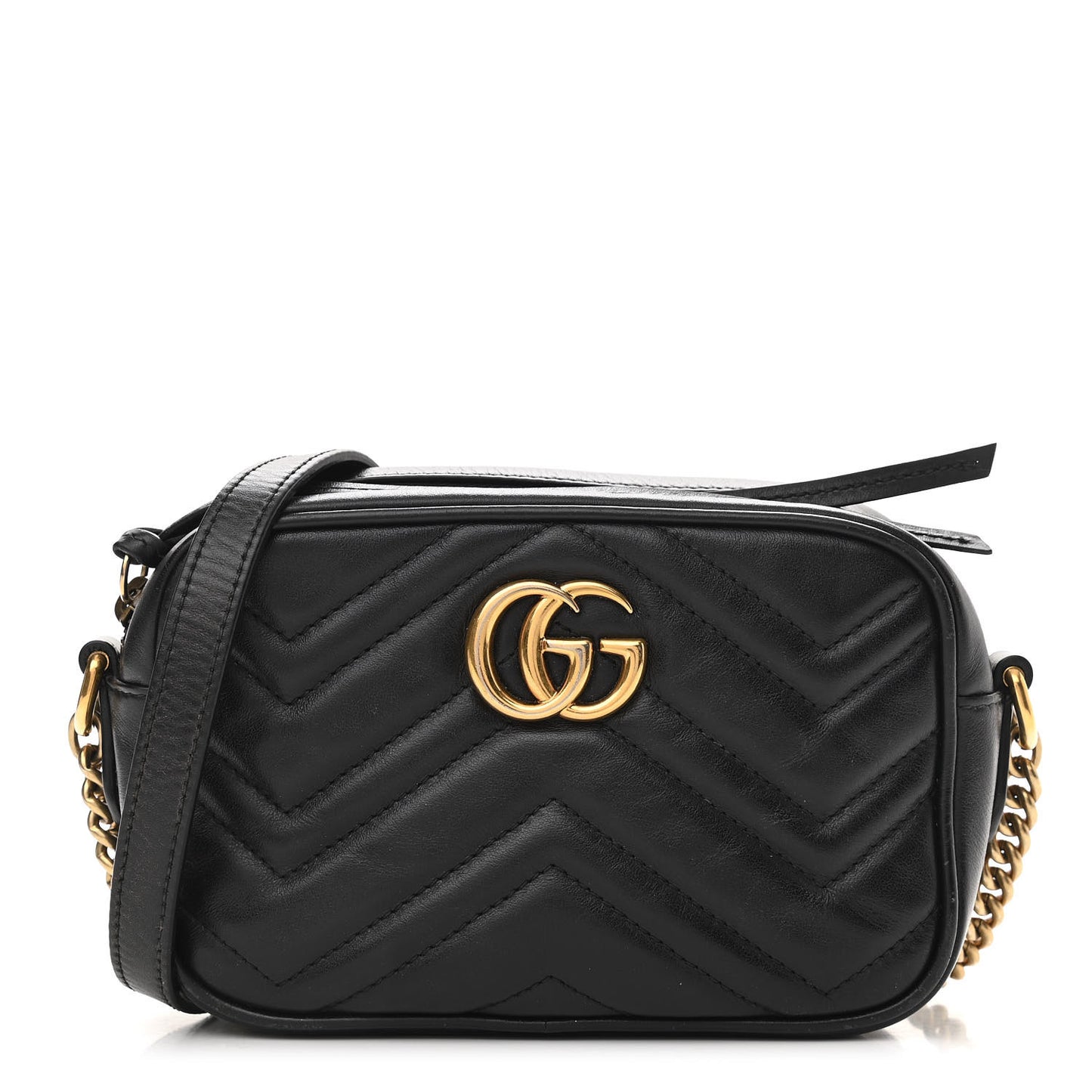 Calfskin Matelasse Mini GG Marmont Chain Shoulder Bag Black