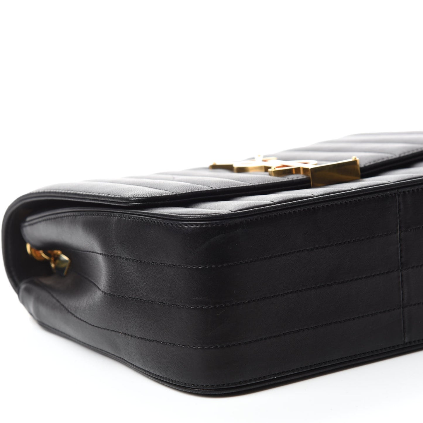 Lambskin Matelasse Monogram Large Vicky Chain Bag Black