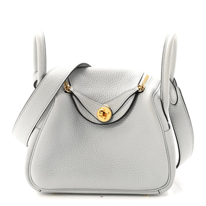Hermes Taurillon Clemence Mini Lindy 20 Bleu Pale 1 of 11