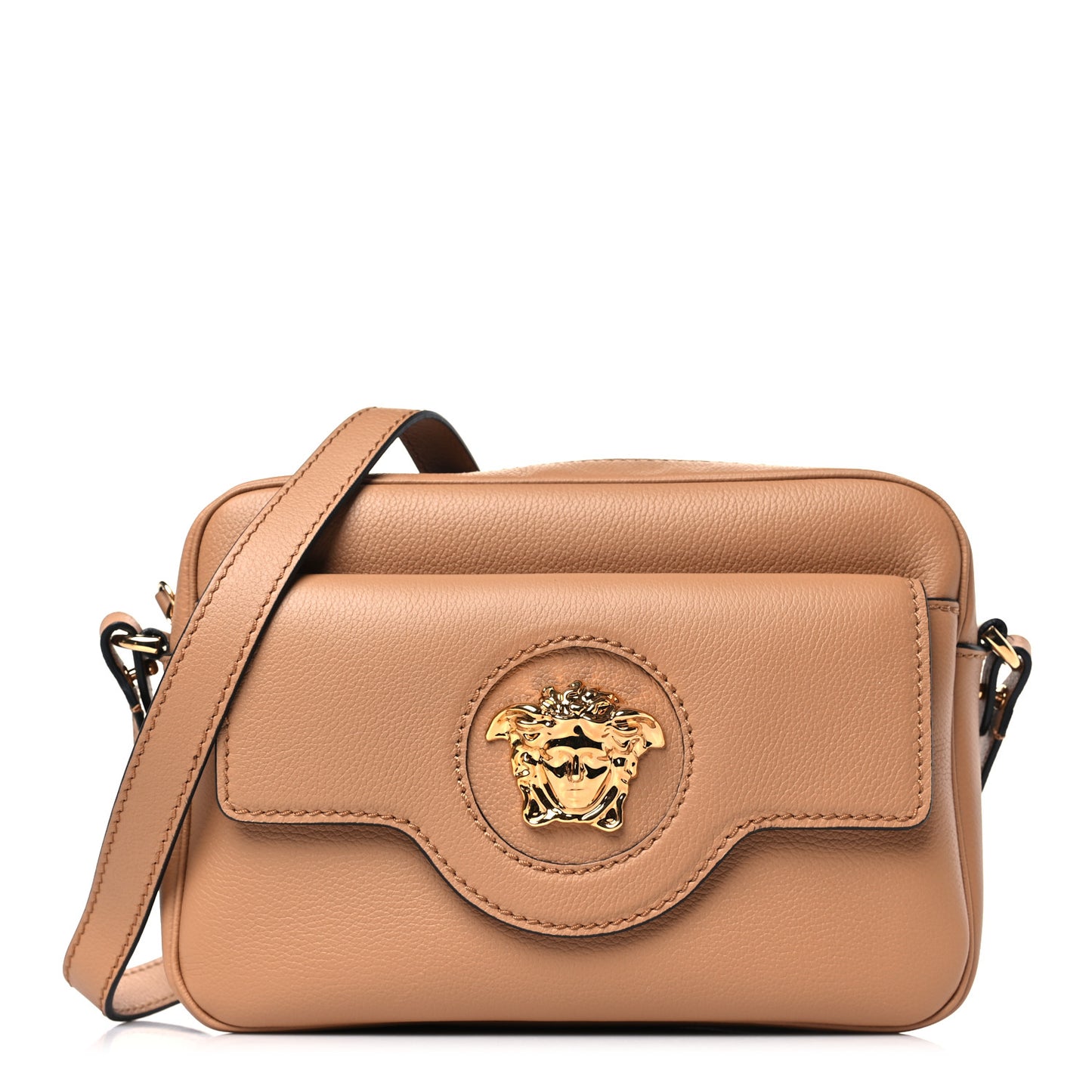 Grained Calfskin La Medusa Shoulder Bag Brown